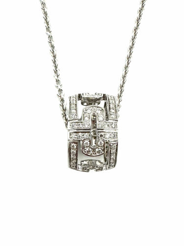 Collier BVLGARI. Collection "Parentesi", collier or blanc 18K et diamants 58 Facettes