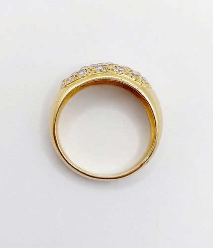 Bague 52.5 Bague jonc bombée or jaune 18k pavé 0,65 carats de diamants taille brillant 58 Facettes A04886