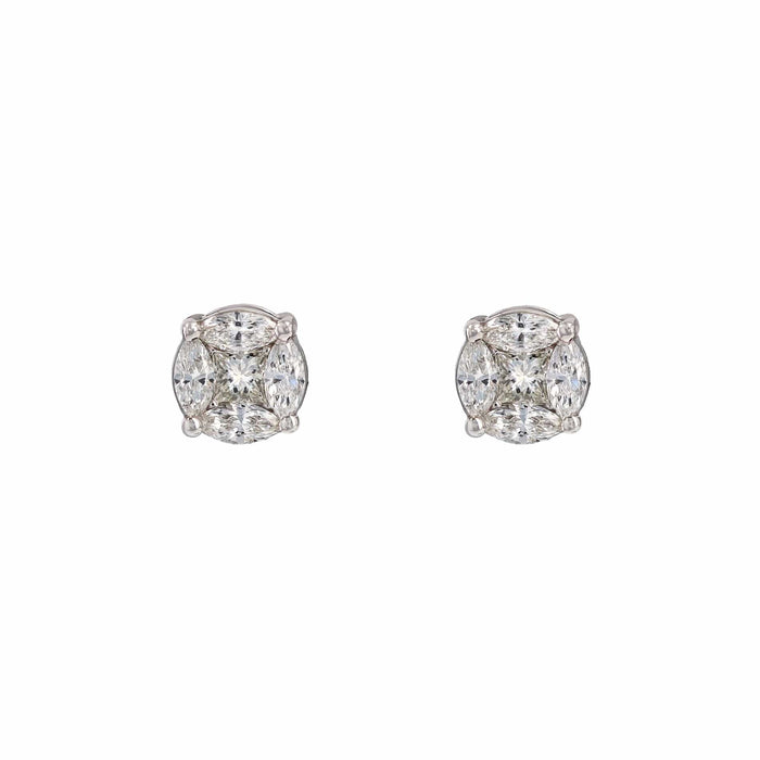 Boucles d'oreilles Boucles d'oreilles puces diamants 0.54 carat et or blanc 58 Facettes 23-256A