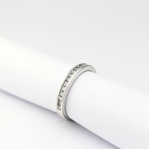 Bague 53 Demi - alliance or blanc et diamants 58 Facettes 31889