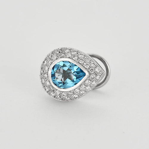 Boucles d'oreilles Boucles d'oreilles en or blanc, diamants et topaze bleue 58 Facettes LJ27