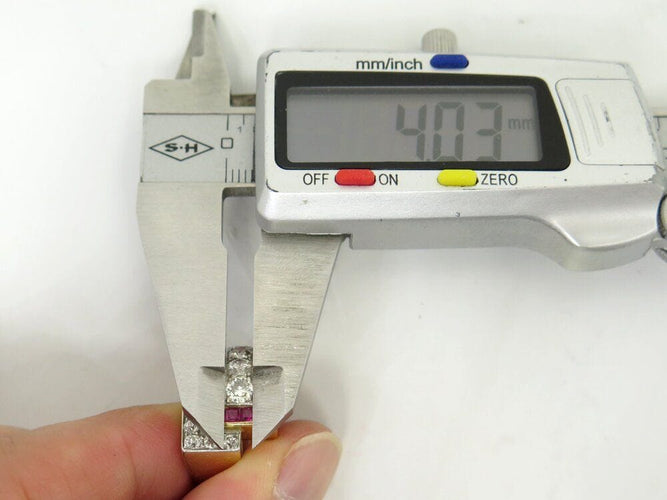 Bague 50 bague tank art deco sertie diamants 1.1ct rubis t50 en or jaune platine 8gr 58 Facettes 269295