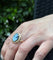 Bague 59 Bague Or jaune avec camée bleu 58 Facettes