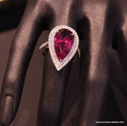 Bague 54.5 Bague or blanc et tourmaline 58 Facettes 4806