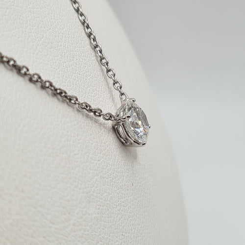 Collier Collier or blanc 18 carats serti d'un diamant naturel certifié LFG 58 Facettes