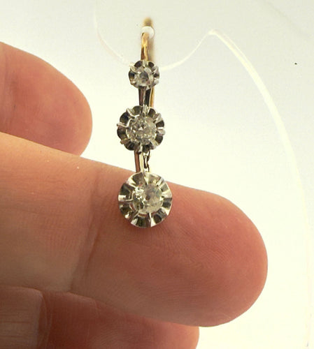 Boucles d'oreilles Boucles d’oreilles dormeuses ancienne en or et diamants 58 Facettes