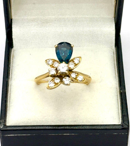 Bague 58 Bague duchesse vintage en or jaune 18K sertie de saphir et diamant 58 Facettes