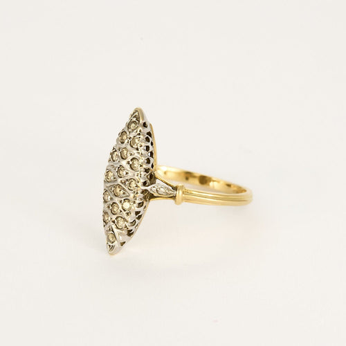 Sarı altın ve pırlantalı marquise yüzük 