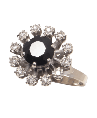 Bague Or blanc 18K Saphir Diamant