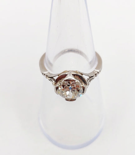 Bague 50 Bague solitaire Art déco en platine et diamant taille ancienne 1,35 carats 58 Facettes A06439