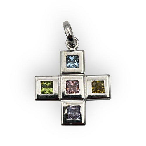 Pendentif Pendentif Croix or blanc 750/1000 empierrée 58 Facettes 149059925