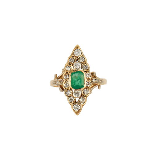 Bague 51 Bague Marquise émeraude et diamants 58 Facettes 2112