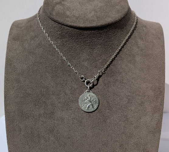 Pendentif Médaille biface ancienne St Christophe TAIRAC en argent 58 Facettes