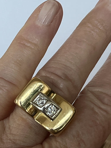 Bague 56.5 Bague Tank Or Jaune Diamants 58 Facettes LOT 6288