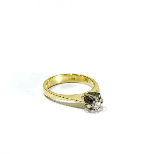 Bague 54 Solitaire En Or Jaune Et Diamant 58 Facettes