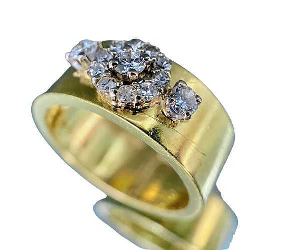 Bague 58 Bague bandeau en or jaune diamants 58 Facettes