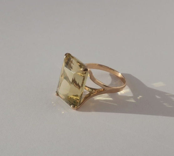 Bague 55 Bague cocktail citrine 13 carats en or rose 14 carats 58 Facettes