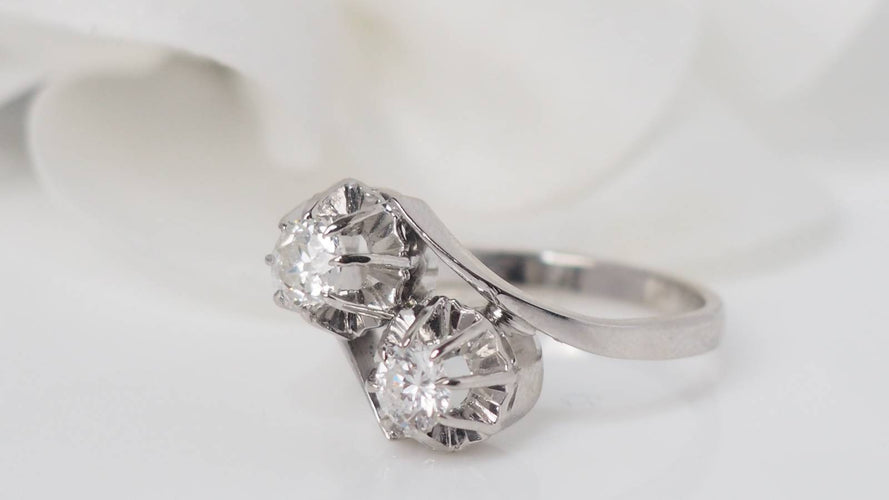 Bague 53 Bague Toi et Moi en or gris et diamants 58 Facettes 31194