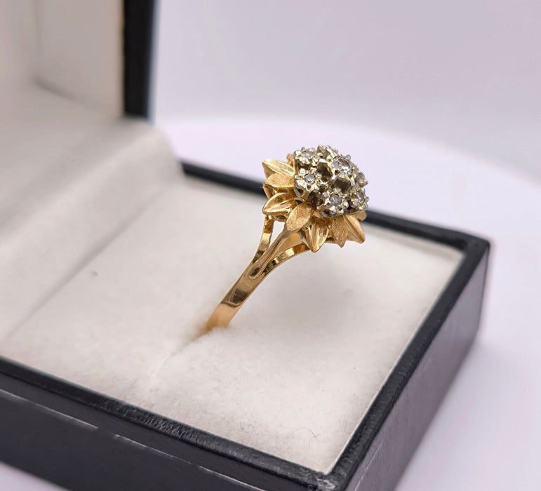 50s flower ring 2 golds and diamond