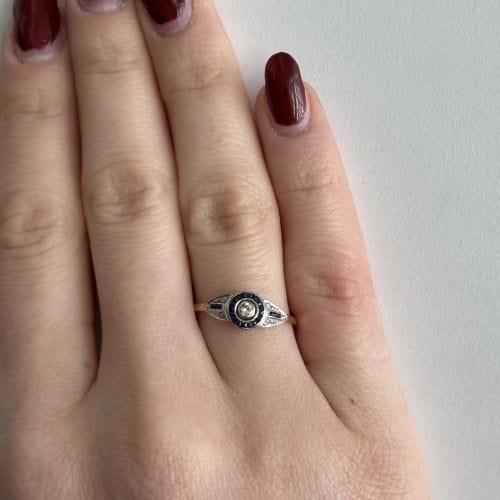 Bague Bague halo avec saphirs et diamants 58 Facettes 36385