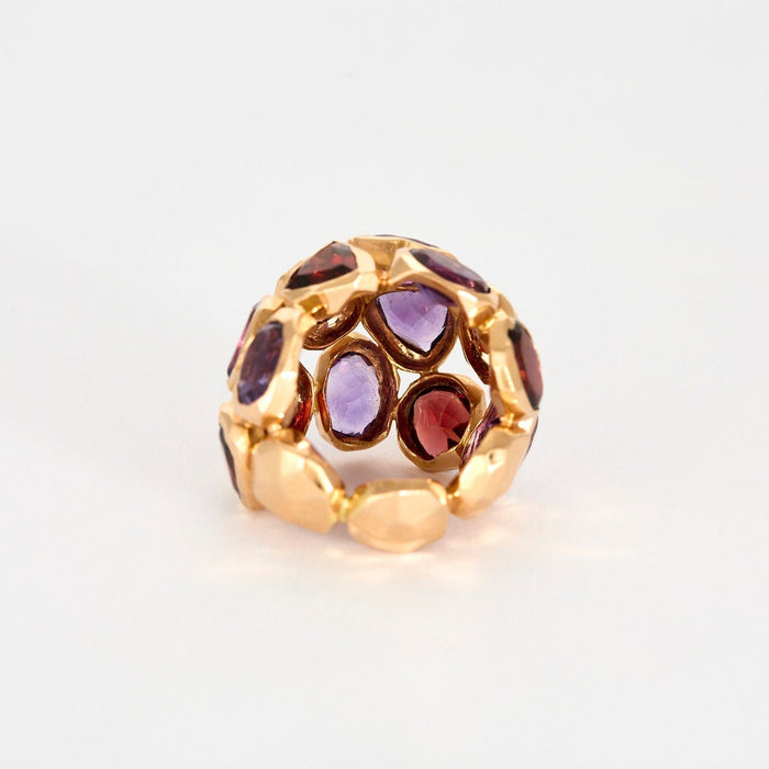 Bague 55 NARDI - Bague sculpture or rose, améthystes grenats 58 Facettes