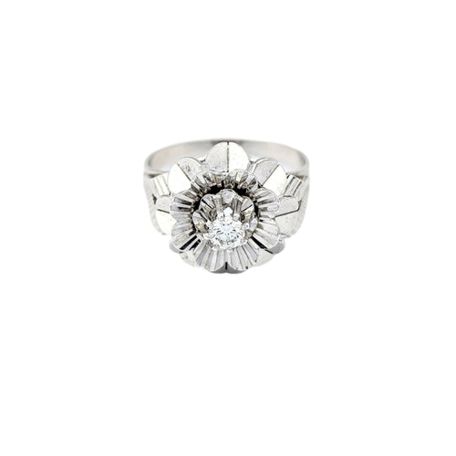 Bague 54 Bague florale en or blanc et diamant 58 Facettes 32109