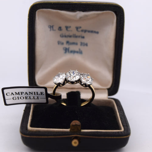 Bague 56 Bague ancienne en platine et or jaune 18 carats sertie de diamants anciens 58 Facettes