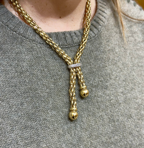 Collier Collier maille Popcorn à pompons en or 18 carats 58 Facettes