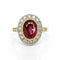 Bague 55 Bague vintage en or jaune avec halo de rubellite et de diamants. 58 Facettes 50347