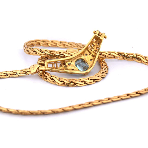 Collier Collier en or jaune - aigue-marine et diamants 58 Facettes