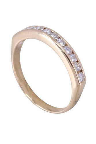 Bague 51 Demi alliance or jaune et diamants 58 Facettes 088451