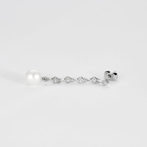 Boucles D Oreille Pendantes Perles Diamants 58 Facettes