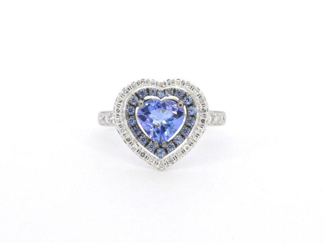 Bague 54 Bague en or blanc avec diamants et tanzanite 58 Facettes 2326