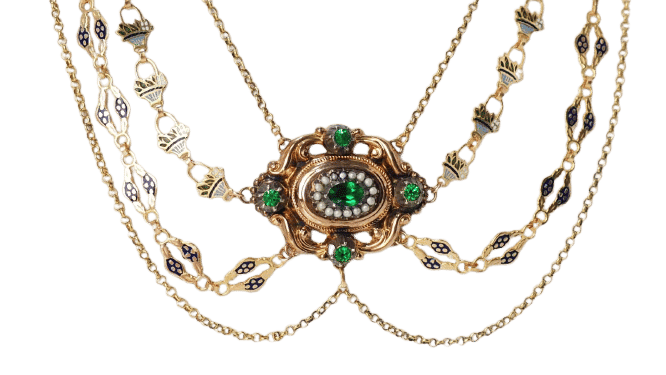 Collier Collier esclave du XIXème siècle en or émaillé et perles fines 58 Facettes 32174