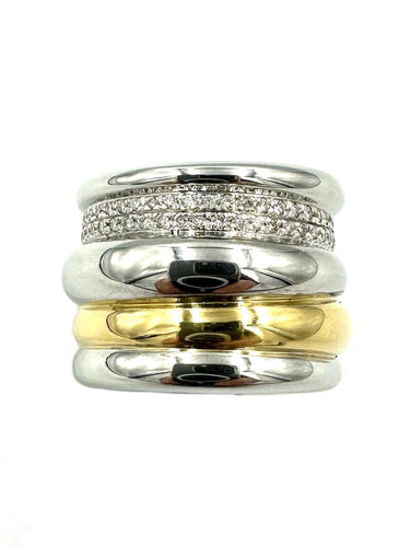 Bague 54 POMELLATO. Collection "Tubolare", bague 2 ors 18K et diamants 58 Facettes