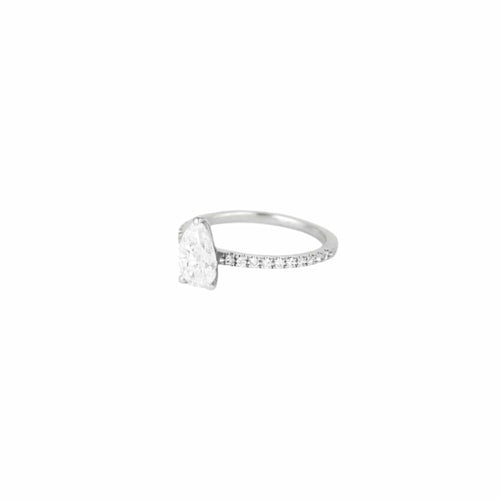 Bague 50 Solitaire or blanc diamant poire 58 Facettes CDD1