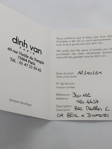 Bracelet cordon Dinh Van Maillon L or blanc et diamants 58 Facettes