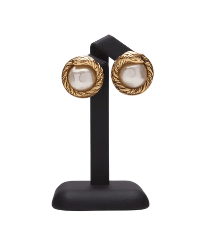 Boucles d'oreilles Chanel Acier Perle blanche