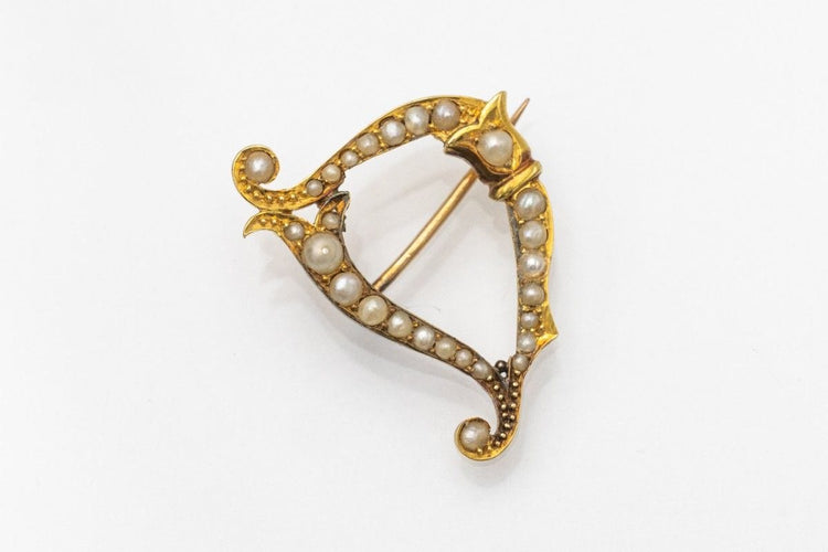 Unique Art Nouveau gold brooch with pearls 58 Facettes 10811