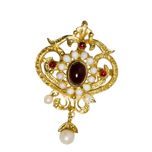 Pendentif Pendentif/broche antique en or jaune 14 carats 58 Facettes 2976