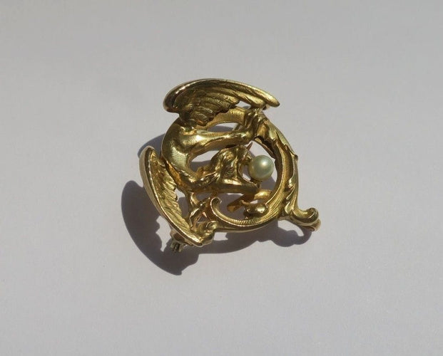 Broche Broche chimère en Or jaune & perle 58 Facettes