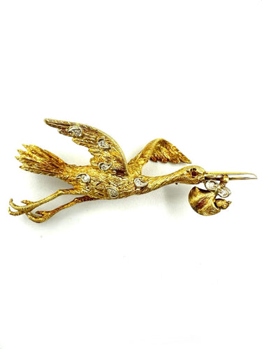 Broche Broche vintage or jaune 18K diamants 58 Facettes