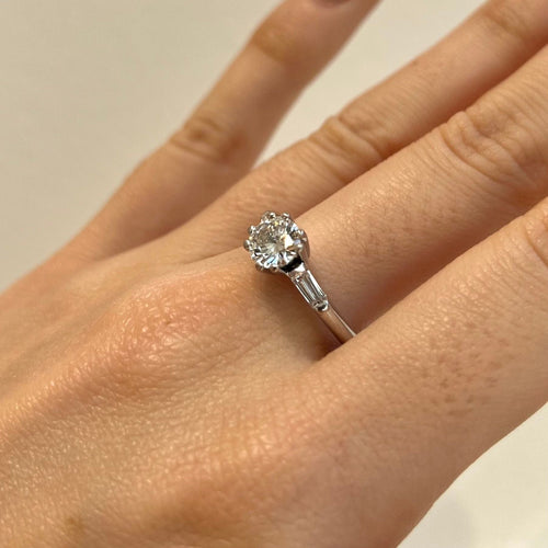 Bague 57 Bague de fiançailles or blanc diamant 58 Facettes