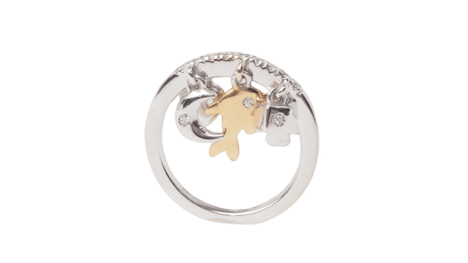 Bague 54 Bague breloques en or blanc et diamants 58 Facettes 21505