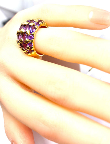 Bague 51 Bague en or jaune 18 carats sertie de 29 améthystes 58 Facettes AB550