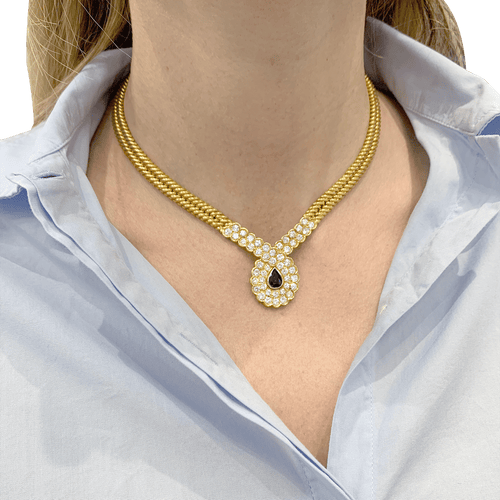 Collier Collier Van Cleef & Arpels, or jaune, saphir, diamants. 58 Facettes 34594