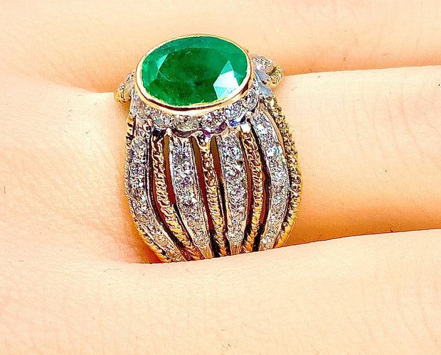 Bague 58 Bague 2 Ors Emeraude Diamants 58 Facettes AB228