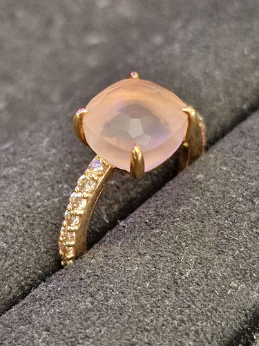 Bague 51 POMELLATO - Bague Bébé Topaze Rose Or et Diamants 58 Facettes