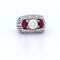 Bague 54 Bague vintage en or blanc avec diamants et rubis 58 Facettes