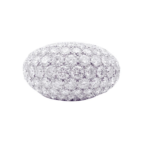 Bague 56 Bague dôme, or blanc, diamants. 58 Facettes 32892